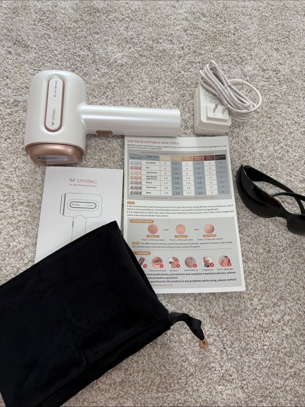 Umitec Rose Gold & White IPL Hair Removal Device